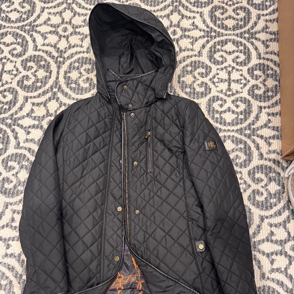 Ralph Lauren Black Women's Faux-Suede-Trim Quilted coat - Picture 1 of 9